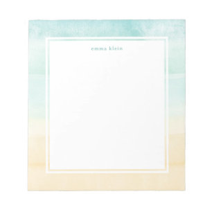 Bloc-note Aquarelle Abstraite Tan Bleu Plage Nom