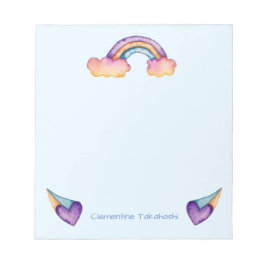 Bloc-note Aquarelle arc-en-ciel enfants | Ajouter un nom