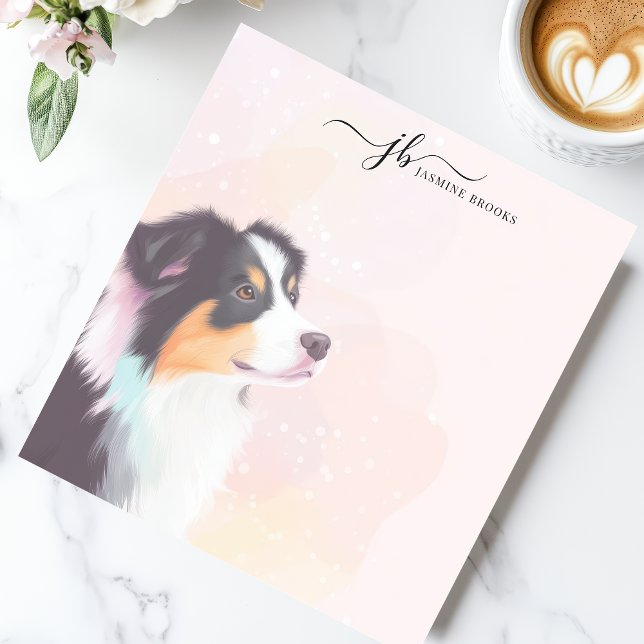 Bloc-note Aquarelle Australian Shepherd personnalisée (Créateur téléchargé)
