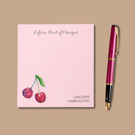 Bloc-note Aquarelle Bowl de cerises Girly Pink Coquette