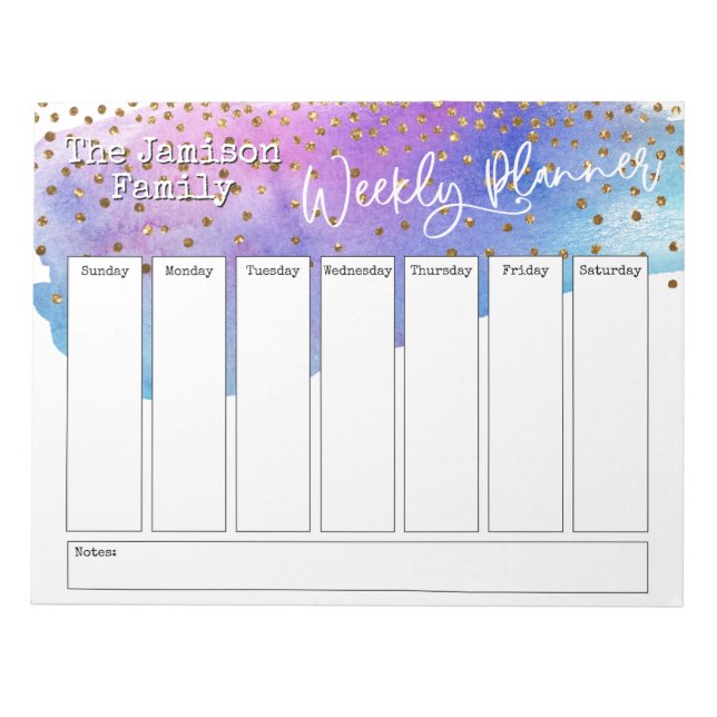 Bloc-note Aquarelle Brushstroke & Confetti Planificateur heb (Devant)