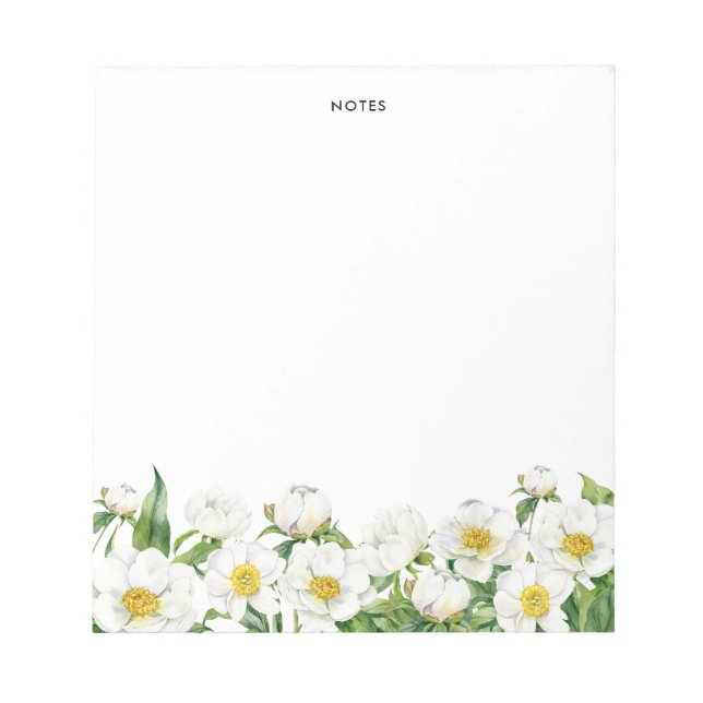 Bloc-note Aquarelle chic Fleurs de printemps blanc personnal (Devant)