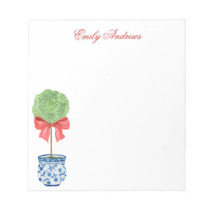 Bloc-note Aquarelle Chinoiserie Bow rouge Topio
