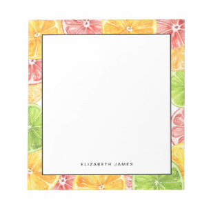Bloc-note Aquarelle Citron et Motif orange Personnalisé