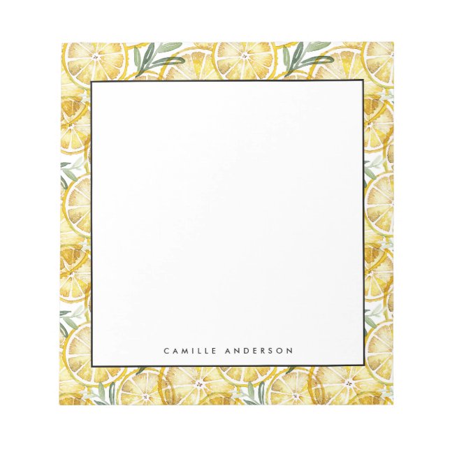 Bloc-note Aquarelle Citron Slices Motif Personnalisé (Devant)
