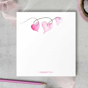 Bloc-note Aquarelle Coeurs rose Papier à lettres personnalis