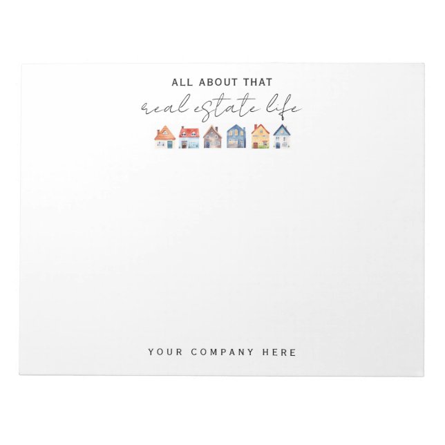 Bloc-note Aquarelle colorée Maisons Immobilier (Devant)