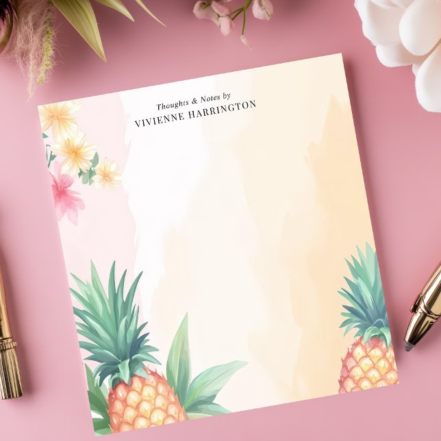 Bloc-note Aquarelle d'ananas tropicale personnalisée (Créateur téléchargé)