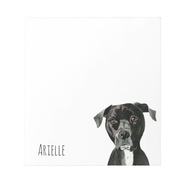 Bloc-note Aquarelle de chien taureau Pit | Ajouter Votre Nom (Devant)