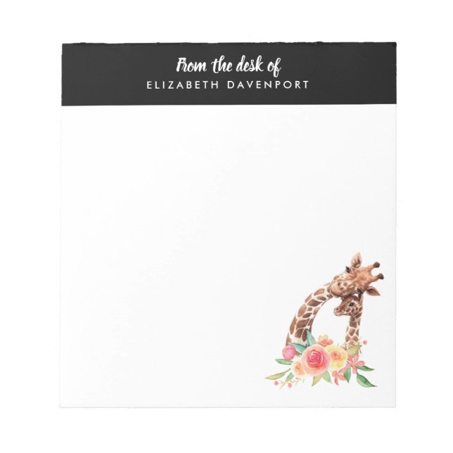 Bloc-note Aquarelle de Giraffe mignonne Maman & Baby Bloc-no (Devant)