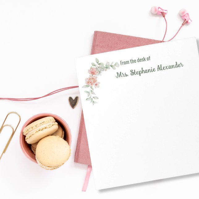 Bloc-note Aquarelle Élégante Flore Rose Du Bureau De (Créateur téléchargé)