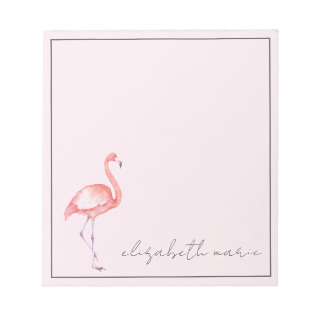 Bloc-note Aquarelle Flamant rose rose personnalisé (Devant)