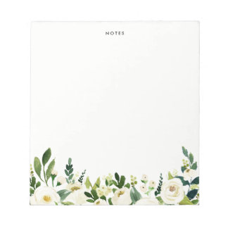 Bloc-note Aquarelle Fleurs de printemps blanches personnalis