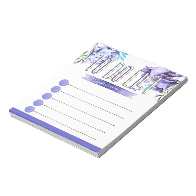 Bloc-note Aquarelle fleurs violet Organisé pour faire la lis (Tourné)
