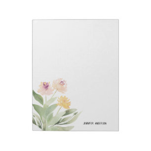 Bloc-note Aquarelle Floral Moderne de Printemps avec Feuilla