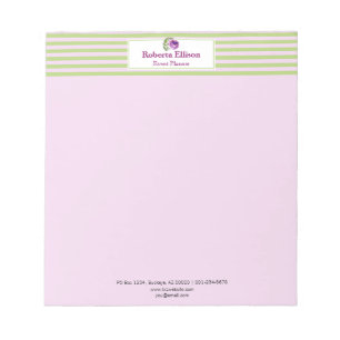 Bloc-note Aquarelle Floral Rose Pastel Stripes Personnalisé