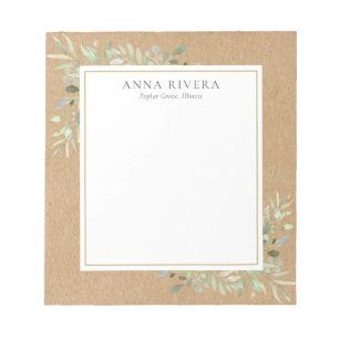 Bloc-note Aquarelle Floral Végétal Kraft Bohème Rustique