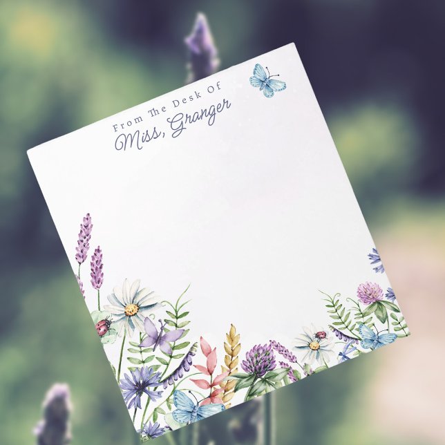 Bloc-note Aquarelle Florale du bureau de l'enseignant (Créateur téléchargé)