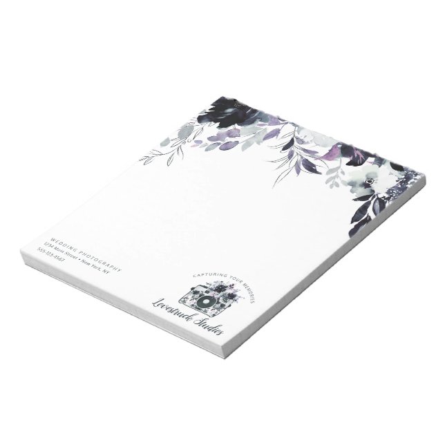 Bloc-note Aquarelle florale Nocturne Personnalisée Texte et  (Tourné)