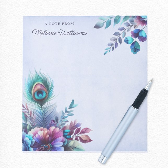 Bloc-note Aquarelle Florale Peacock Personnalisée (Créateur téléchargé)