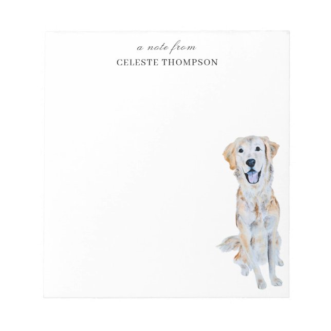 Bloc-note Aquarelle Golden Retriever Chien Personnaliser (Devant)