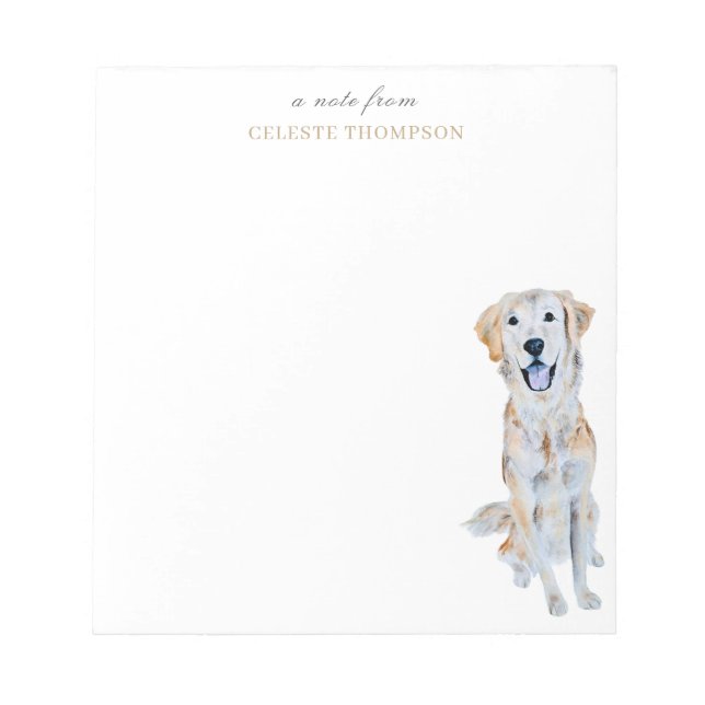 Bloc-note Aquarelle Golden Retriever Chien Personnaliser (Devant)