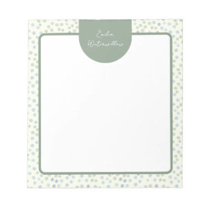 Bloc-note Aquarelle grandmillennial à pois personnalisable