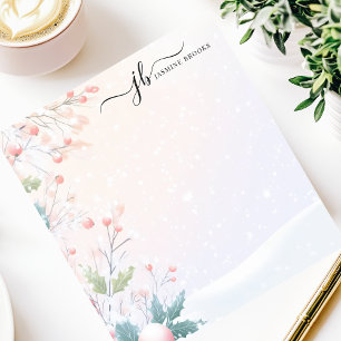 Bloc-note Aquarelle hivernale personnalisée aux baies givrés
