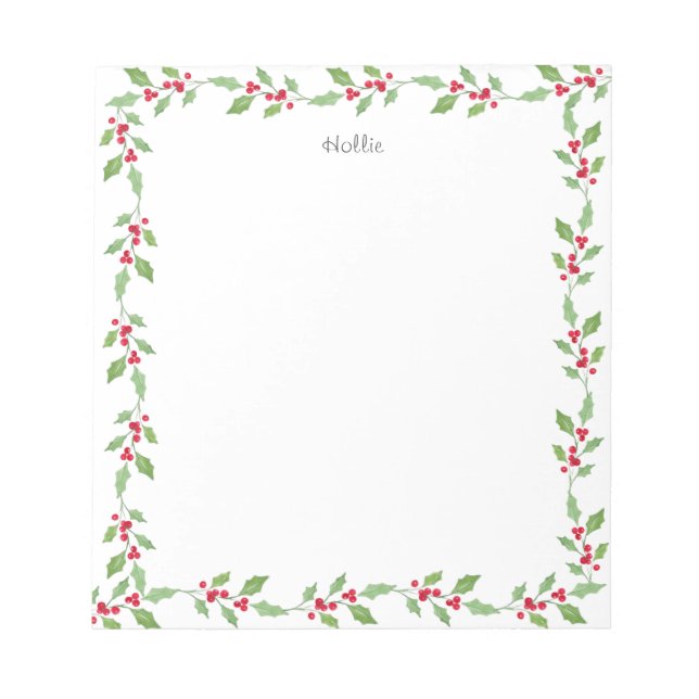 Bloc-note Aquarelle Holly Garland (Devant)