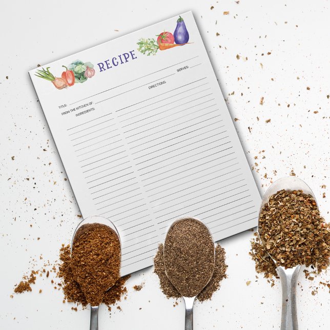 Bloc-note Aquarelle Légumes, Recettes culinaires (Créateur téléchargé)