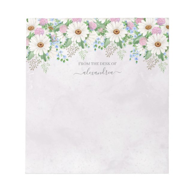 Bloc-note Aquarelle mignonne Daisy Floral Botanique Calligra (Devant)