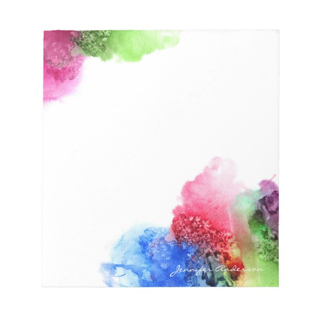 Bloc-note Aquarelle Moderne Bleu Vert Rouge Personnalisé (Devant)