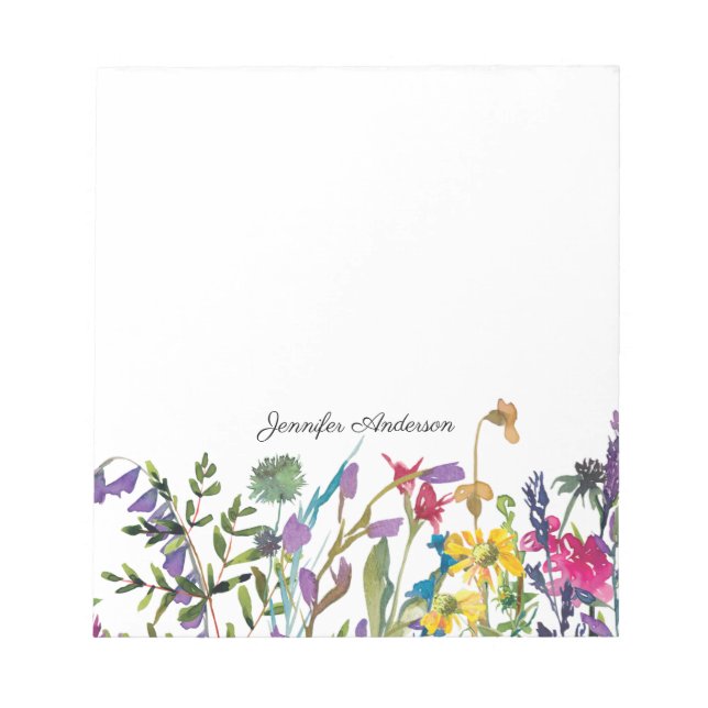 Bloc-note Aquarelle moderne Fleurs sauvages floraux Personna (Devant)