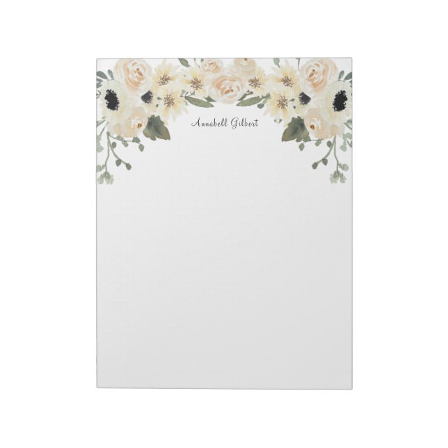 Bloc-note Aquarelle moderne Rose Jardin Floral Verdure (Tourné)