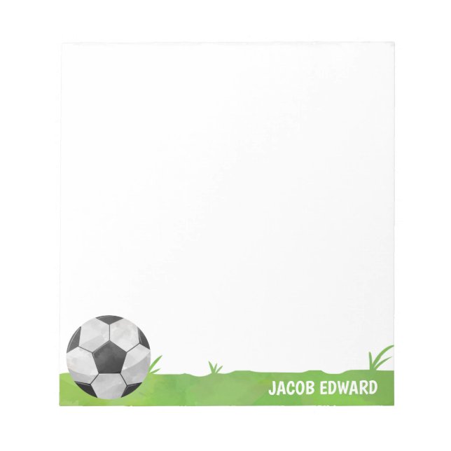 Bloc-note Aquarelle moderne Soccer Ball Sport Herbe Fun Kids (Devant)
