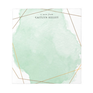 Bloc-note Aquarelle moderne Splash Or & Vert Personnalisé