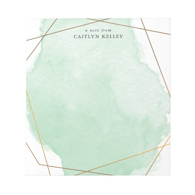 Bloc-note Aquarelle moderne Splash Or & Vert Personnalisé (Devant)