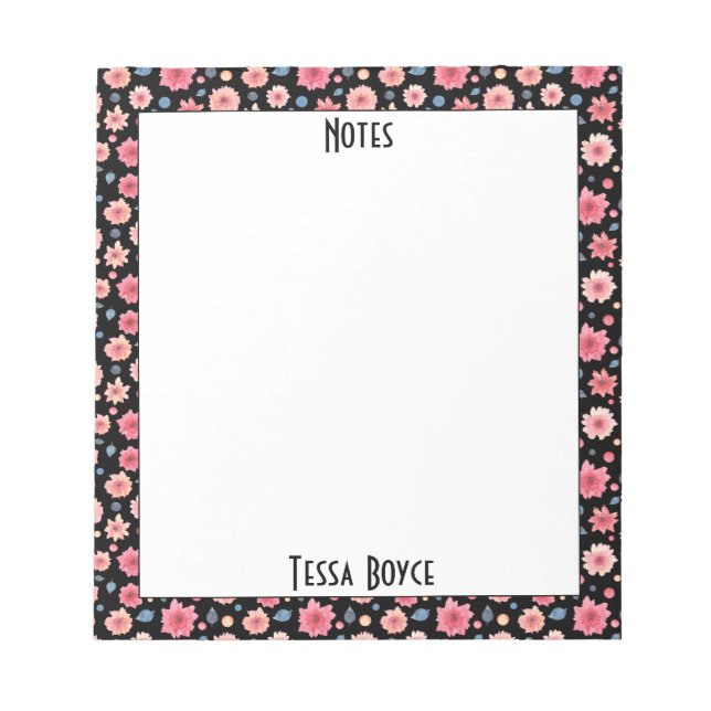 Bloc-note Aquarelle monogramme Floral Cute Girin Feminine (Devant)