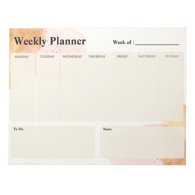 Bloc-Note Aquarelle Paillette Weekly Planner Notizblock (Vorderseite)