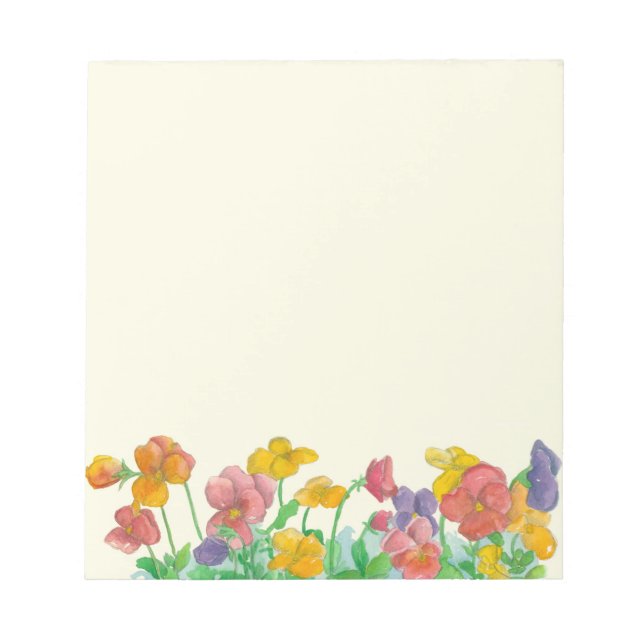 Bloc-note Aquarelle Pansy Fleurs Arc-en-ciel Couleurs (Devant)