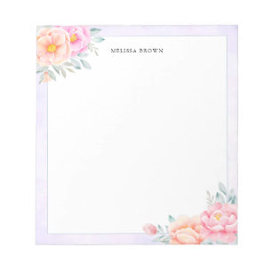Bloc-note Aquarelle Peonis Rose Peach Floral Boho