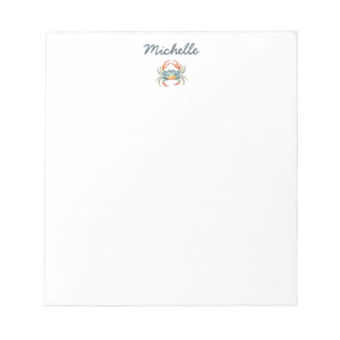 Bloc-note Aquarelle personnalisée crabe été plage   