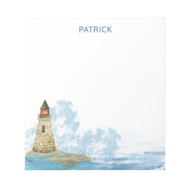 Bloc-note Aquarelle phare nautique Nom personnalisé (Devant)