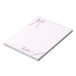 Bloc-note Aquarelle Pink Bow Ribbon Sweet Personnalisé