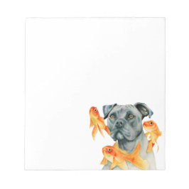 Bloc-note Aquarelle Pit Bull Dog and Goldfish