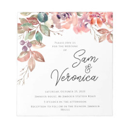 Bloc-note Aquarelle romantique Mauve Mariage floral dans