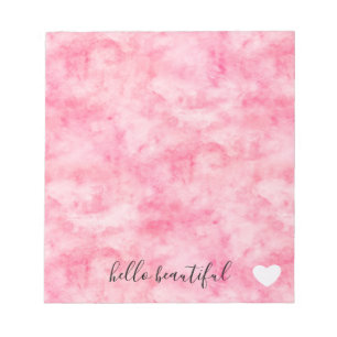 Bloc-note Aquarelle rose Bonjour Beau Coeur