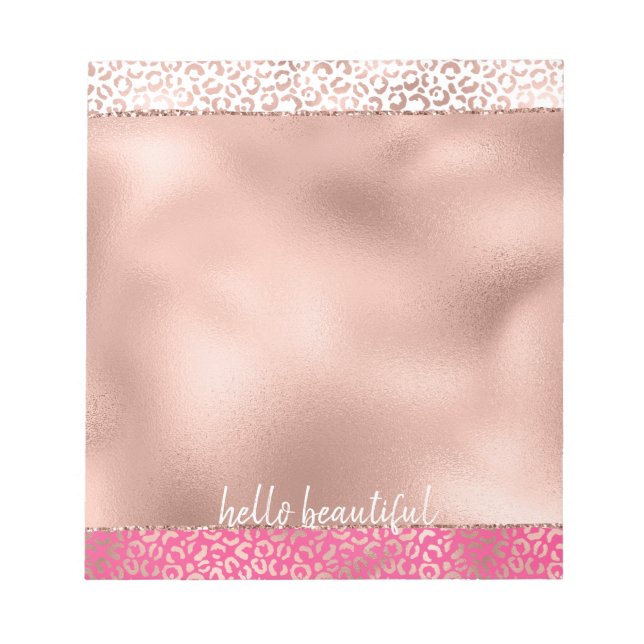 Bloc-note Aquarelle rose Empreinte de léopard personnalisé (Devant)