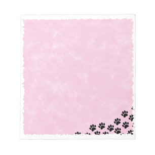 Bloc-note Aquarelle rose Empreintes de pattes de chiot noir