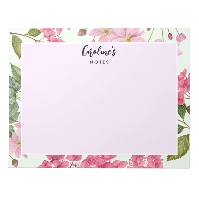 Bloc-note Aquarelle rose Hydrangea et anémone japonaise (Devant)